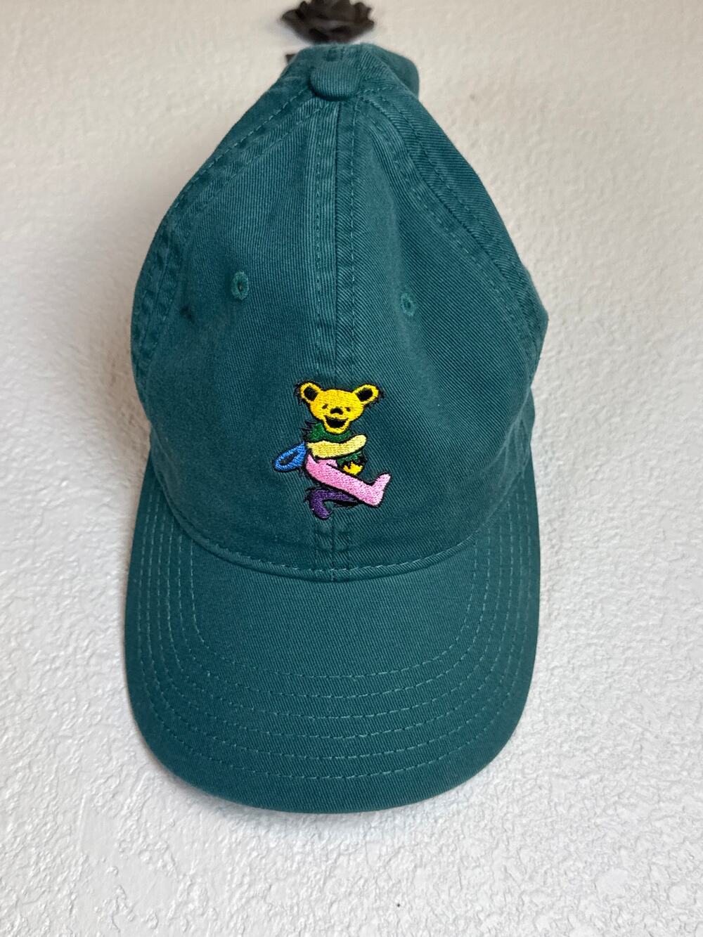 Grateful Dead Dancing Bear Baseball Hat Green Multicolor Patch Colorful Cotton